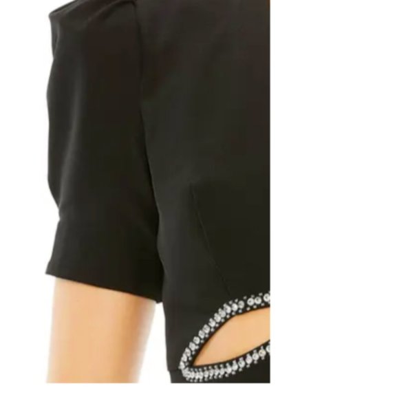 MAC DUGGAL CUTOUT EMBELLISHED SHORT SLEEVE COLUMN BLACK GOWN sz 2 - Picture 4 of 6